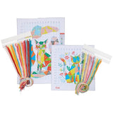 Pack of 2, Fox and Cat Stamped Counted Cross Stitch, Embroidery Beginner Kit with 11 CT Cloth, Needles, Thread Bright Creations