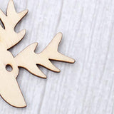 SUPVOX Wooden Chip Unfinished Wood Ornaments DIY Accessories Wood Cutouts Christmas Reindeer Wood Patches Home Bar Wedding Party 10pcs SUPVOX