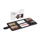 KINGART Drawing Set, Sketch Travel Case Kit, Sketching Supplies, Graphite, and Charcoal Pencils, Pro Art Drawing Kit for Artists Adults, Teens, KINGART