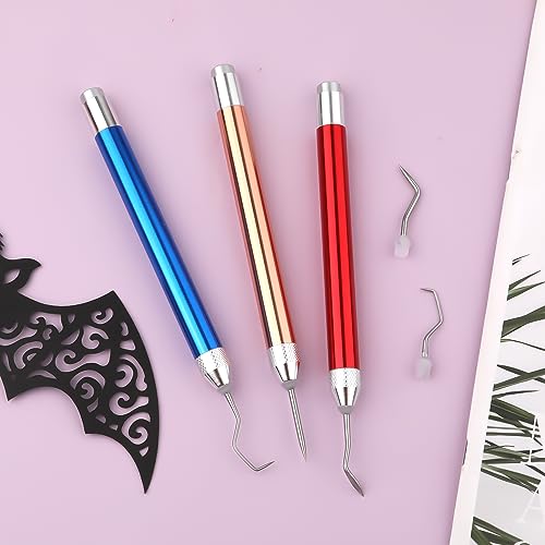 3pcs LED Weeding Tools for Vinyl, Vinyl Weeding Tool with Five Different Hooks Lighted Weeding Tool Craft Vinyl Tool for Crafting Silhouettes Cameos PEUTIER