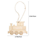 SEWACC 40 Pcs Rustic Wood Logs Wooden Train Cutout Mini Wooden Slices Party Wooden Ornaments Unfinished Train Cutouts Christmas Decor Wooden Hanging SEWACC
