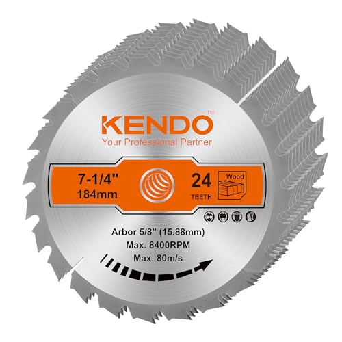 KENDO 10-Pack 7-1/4 24T Inch Carbide-Tipped Circular Saw Blade with 5/8 Inch Arbor, Professional ATB Finishing Woodworking Miter/Table Saw Blades for - WoodArtSupply