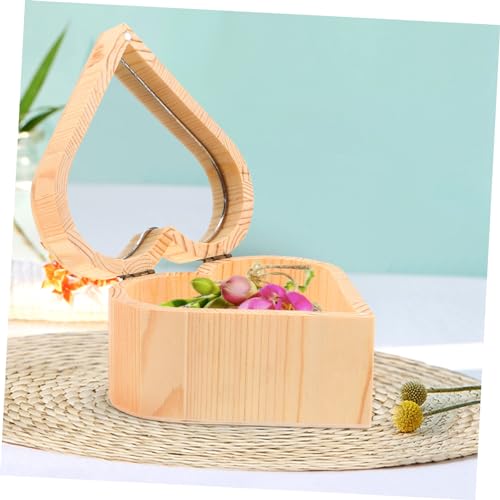 VOSAREA Box Wooden Heart Box Jewelry Cases Heart Jewelry Container Unfinished Treasure Chest Wooden Jewelry Holder Wood Heart Case Small Gift VOSAREA