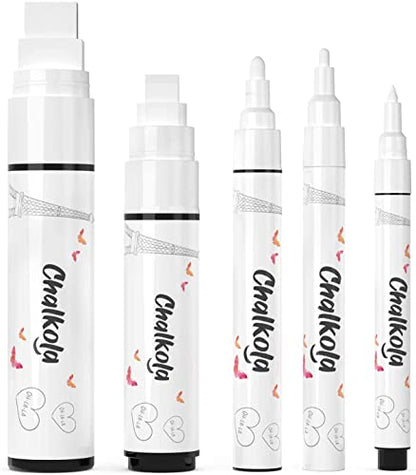 Chalkola Fun Bundle - 2 Jumbo Metallic + 5 White Variety Markers - WoodArtSupply