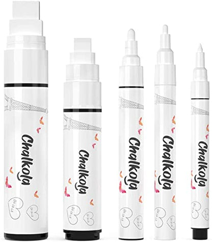 4 White 1mm + 5 White Variety Chalk Markers Bundle