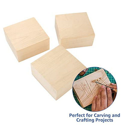 DIRBUY 8 pcs Large Basswood Blocks for Carving and Crafts - 4x4x2 inch DIY Wood Signs - Ideal for Carving Practice, DIY projects - WoodArtSupply