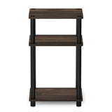Furinno Just 3-Tier Turn-N-Tube End Table / Side Table / Night Stand / Bedside Table with Plastic Poles, 1-Pack, Columbia Walnut/Black Furinno