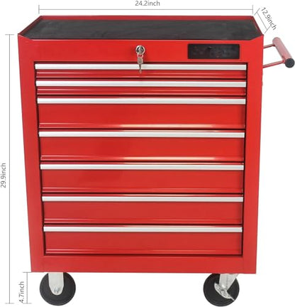 Entcook Rolling Tool Chest with 7 Drawer, Tool Box with Wheels, Heavy Duty Industrial Service Cart Storage Organizer with Locking System, Rolling