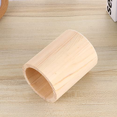 Didiseaon 2 Pcs Unfinished Wooden Pencil Holder Container Wood Desk Pen Holder Stand Pencil Cup Makeup Brush Holder Stationery Storage Box Case