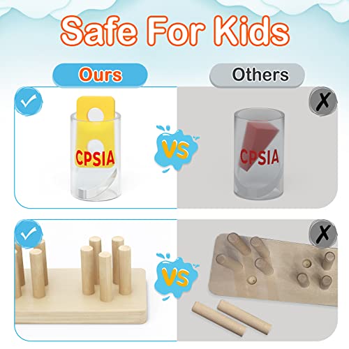 Montessori Toys for 1 to 3-Year-Old Boys Girls Toddlers, Wooden Sorting & Stacking Toys for Kids Preschool, Educational Toys, Color Recognition
