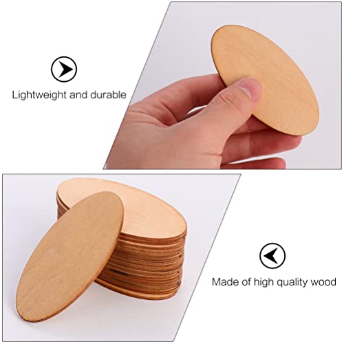 COHEALI 100pcs Oval Wood Chips DIY Unfinished Wood Oval Shaped Wood Cutout Wooden Oval Slices Oval Wood Slices Blank Wood Chip Blank Ornaments Oval COHEALI