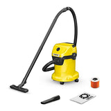 Kärcher - WD 3 Multi-Purpose Wet-Dry Shop Vacuum Cleaner - 4.5 Gallon - With Attachments – Blower Feature, Compact Space-Saving Design - 1000W,Yellow Karcher