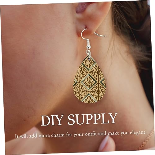 VILLCASE 2 Sets Sublimation Wood Earrings Blanks Unfinished Wooden Earrings Earring Making Kit Rubber Earring Backs Wood Blank Earrings Decorative VILLCASE