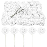 Bright Creations 3" Artificial Rose Flowers 60pcs Real Looking Fake Rose with Stem for DIY Wedding Bouquets and Bridal Shower, White Bright Creations