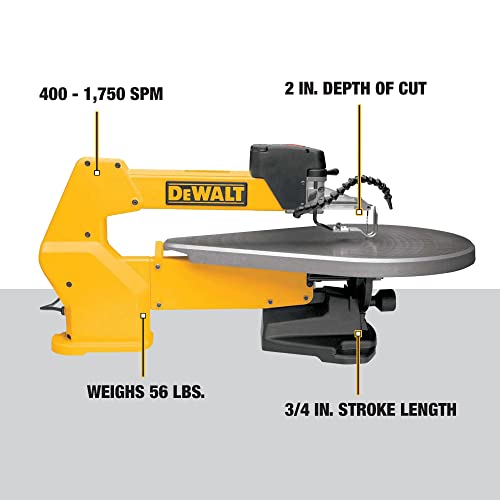 DEWALT Scroll Saw, Variable-Speed, 1.3 Amp (DW788), Yellow, 20-Inch DEWALT