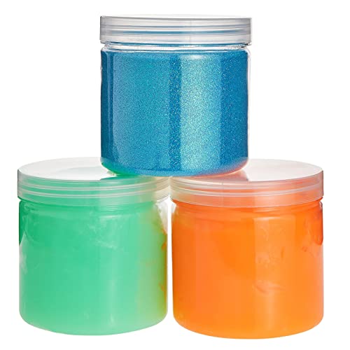 Juvale Slime Containers with Lids - 8 Pack Clear Plastic Jars for Kids DIY Crafts (12 oz) Juvale