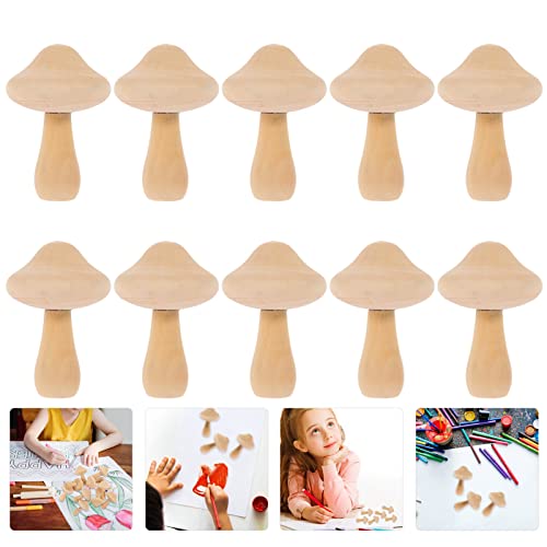 MAGICLULU 10pcs Unfinished Wooden Mushroom Unpainted Wood Mushrooms Set Various Sizes Wooden Mushroom for Arts Projects