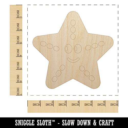 Starfish Doodle Unfinished Wood Shape Piece Cutout for DIY Craft Projects - 1/4 Inch Thick - 6.25 Inch Size Sniggle Sloth