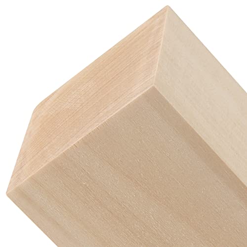 KEILEOHO 4 Pack 6 x 3 x 3 Inches Basswood Carving Blocks, Unfinished Whittling Blocks, Soft Wood Blocks, Kiln Dried Wood Carving Kit for Beginners, KEILEOHO