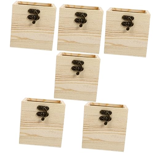BESTOYARD 6 pcs wooden box with glass lid Jewelry Container necklace case candy unfinished wooden chest glass jewelry keepsake Earring display holder