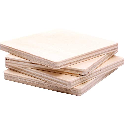 Plaid Square Coasters Wood Surfaces, 4 Piece