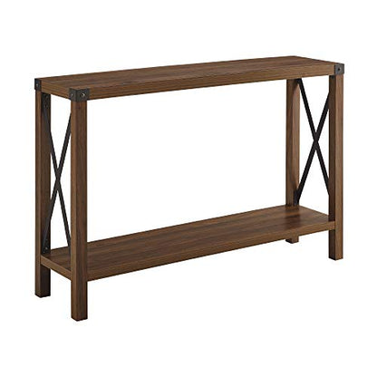 Walker Edison Sedalia Modern Farmhouse Metal X Entry Table, 46 Inch, Dark Walnut - WoodArtSupply