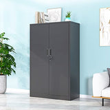 JINKUR Metal Storage Cabinet with Locking Doors and 3 Adjustable Shelves, 53.5-Inch Lockable Storage Cabinets for Home Office Garage Kitchen Pantry JINKUR