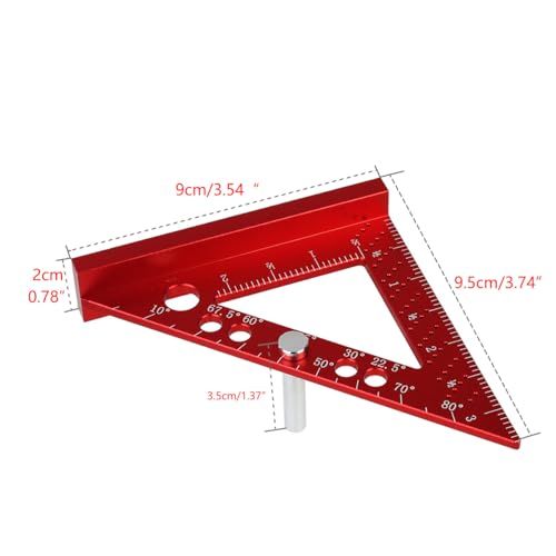 JCFANTS Small Square Ruler Small Carpenter Square Miter Triangle Ruler Mini Carpenter Square with Fixed Miter Angle Pin for Woodworking Furniture JCFANTS