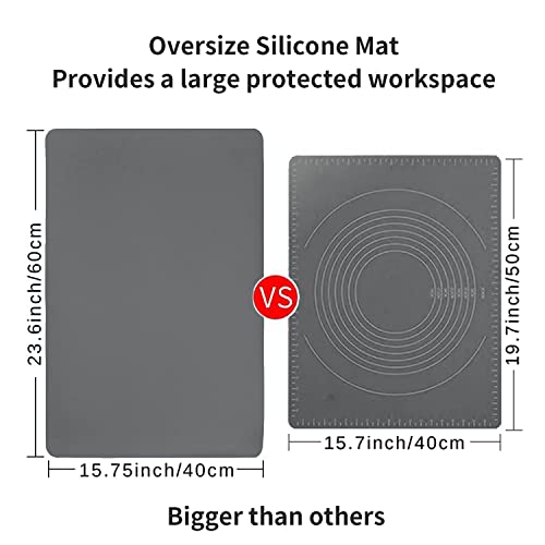 Extra Large Silicone Table Mat, Genuine Food-Grade Silicone Mat for Crafts Kids Dinner Placemat Desk Countertop Waterproof Protector Heat Insulation - WoodArtSupply