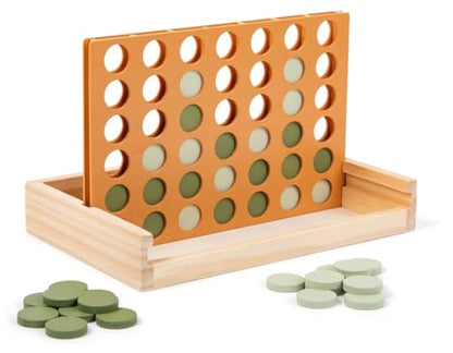 Brooklyn Neutral Wooden 4 in a Row Game- Aesthetic Board Games-Wooden Connect Four-Neutral Coffee Table Decor- Montessori Travel Games for Kids and - WoodArtSupply