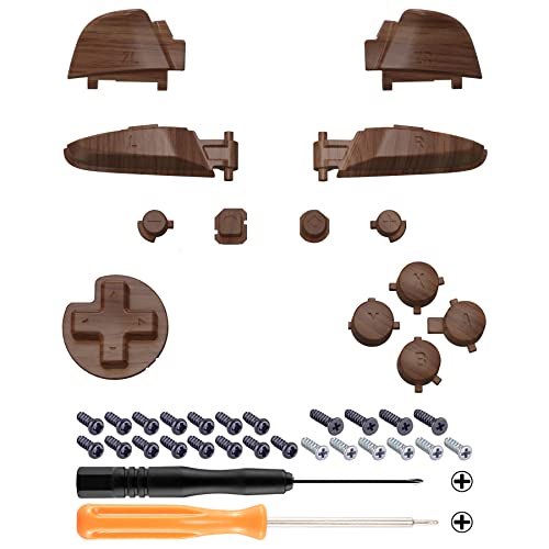 eXtremeRate Wood Grain Repair ABXY D-pad ZR ZL L R Keys for Nintendo Switch Pro Controller, DIY Replacement Full Set Buttons with Tools for Nintendo - WoodArtSupply