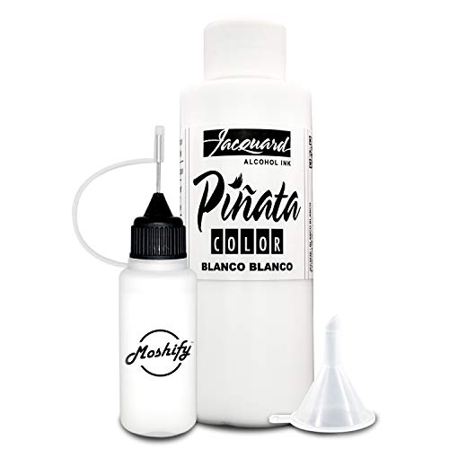 Jacquard Pinata White Alcohol Ink Made in USA - Blanco Blanco Color 4fl oz - Works Great with Resin and Yupo - Pinata Alcohol Inks - White Ink - WoodArtSupply