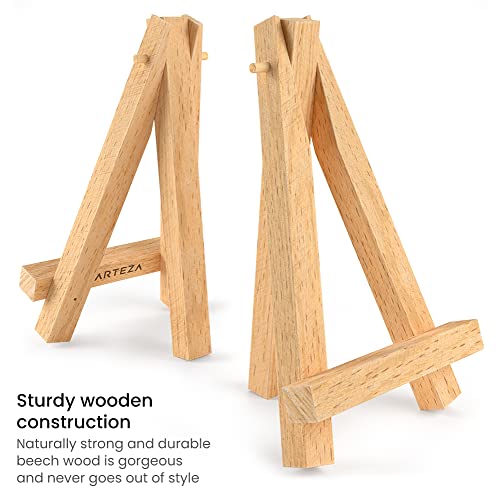 Arteza 5 Inch Mini Display Wood Easel, Pack of 40 Art Supplies for Displaying Small Canvases, Business Cards, Photos ARTEZA