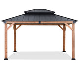 ABCCANOPY Wood Gazebo 11x13 - Outdoor Patio Wooden Gazebo with Hardtop Metal Double Roof for Garden, Backyard and Deck ABCCANOPY