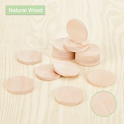 OLYCRAFT 50pcs 1.6 inch Natural Wood Slices 0.2" Unfinished Wooden Circles Blank Natural Wood Circle Round Cutouts Thick Wood Discs Chip for DIY