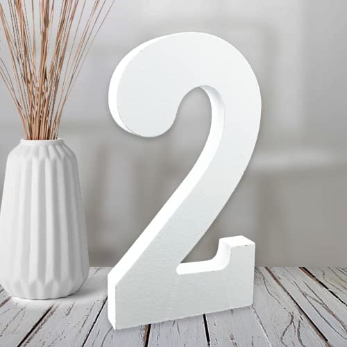 AOCEAN 6 Inch White Wood Numbers, Unfinished Wood Numbers for Wall Decor Decorative Standing Numbers Slices Sign Board Decoration for Craft Home - WoodArtSupply