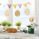 KALLORY Easter Egg Wooden Cutouts with Rope 60pcs Easter Egg Unfinished Wood Ornaments Egg Shaped Blank Wooden Slices for Easter Spring Hanging KALLORY