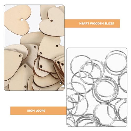 Amosfun Family Birthday Wooden Reminder Calendar Board Wall Hanging Plaque Board Wood Heart Tags with 50 PCS Iron Loops for Wedding Birthday Amosfun