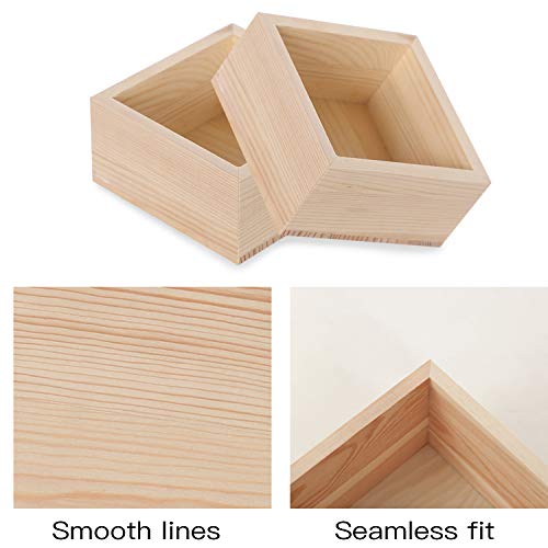 Rustic Wooden Box Small Wooden Box,4 Pieces Small Wood Square Storage Organizer Container Craft Box Small Wooden Box for Collectibles Home Venue Coobbar