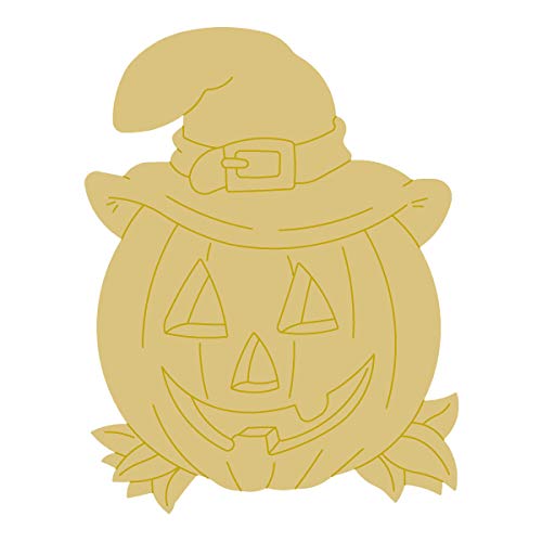 Pumpkin Design by Lines Cutout Unfinished Wood Halloween Coloring Book Door Hanger MDF Shape Canvas Style 10 (6")