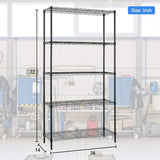 PayLessHere Wire Shelving Unit Heavy Duty Storage Rack Metal Shelf Garage Organizer Wire Rack with Casters (Black, 36" D x 14" W x 72" H) PayLessHere