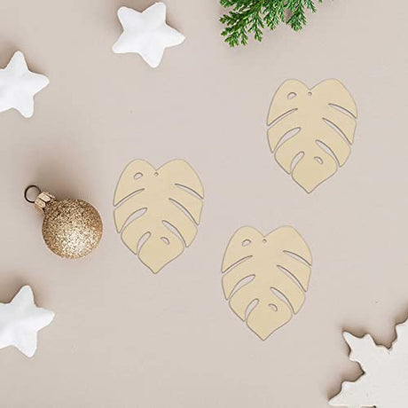 20pcs Turtle Leaf Wood Cutouts DIY Craft Blank Tropical Palm Leaf Unfinished Wood Gift Tags Ornaments for Wedding Birthday Summer Hawaii Luau Theme JANOU