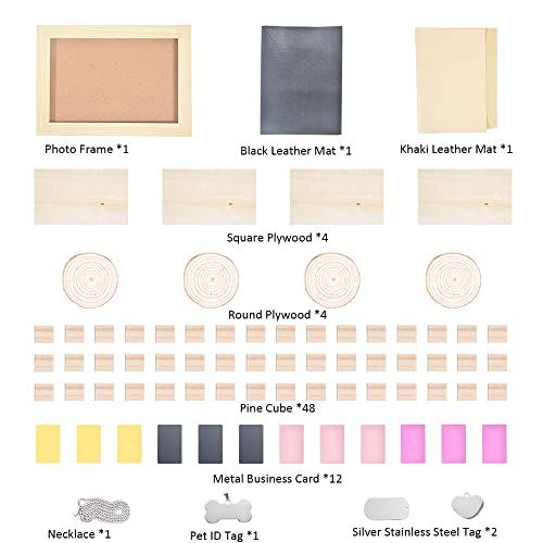 77pcs Longer Laser Engraving Material Kit DIY Material Package for Custom Business Card Metal Plywood Pet ID Keychain - WoodArtSupply