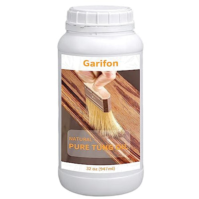 32 OZ Pure Tung Oil for Wood Finishing, Tung Oil Food Grade, Waterproof Wood Sealer for Indoor Outdoor Wood Products, Butcher Blocks, Cutting Boards