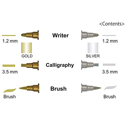 Kuretake Zig Gold and Silver pens Assortment Set, Professional Quality for Artist, Christmas Card, Brush Lettering, Illustration, Card Making, Kuretake