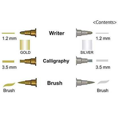 Kuretake Zig Gold and Silver pens Assortment Set, Professional Quality for Artist, Christmas Card, Brush Lettering, Illustration, Card Making, - WoodArtSupply