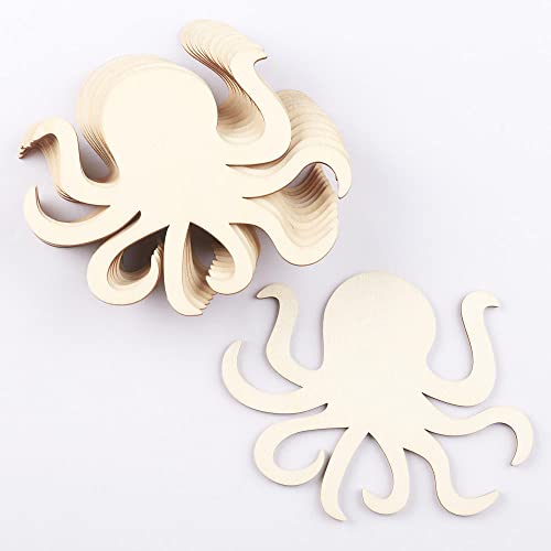 Pack of 24 Unfinished Wood Octopus Cutouts by Factory Direct Craft - Octopus Blank Wooden Sea Coastal Marine Shapes for DIY Scouts, Camps, Vacation Factory Direct Craft
