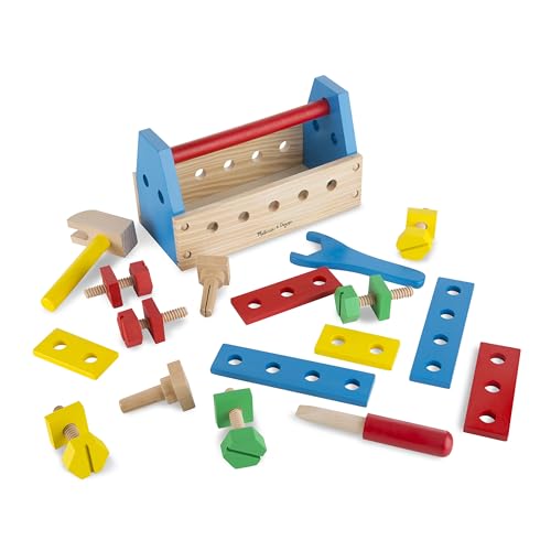 Melissa & Doug Take-Along Tool Kit Wooden Construction Toy (24 pcs), Multicolor, 10.0 x 5.55 x 4.75 Melissa & Doug