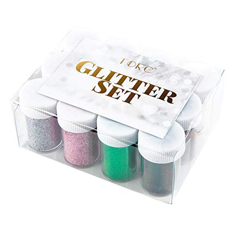 TORC Extra Fine Glitter Shaker Jar Set 12 Colors, Glitter Powder for Crafts Resin Projects Tumblers Nail Makeup Slime, 16 g/0.56 oz Each TORC