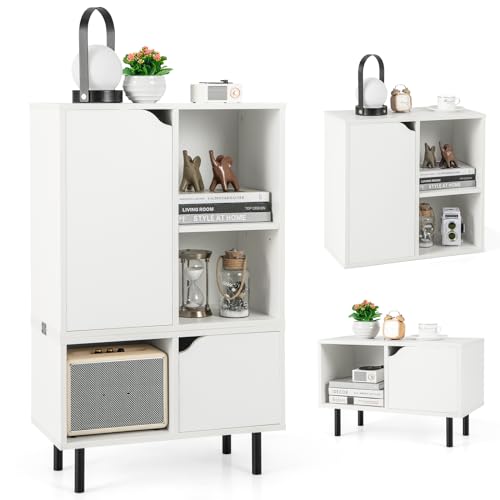 Giantex 5 Cube Stackable Storage Bookcase with Adjustable Shelves and Cabinets - WoodArtSupply